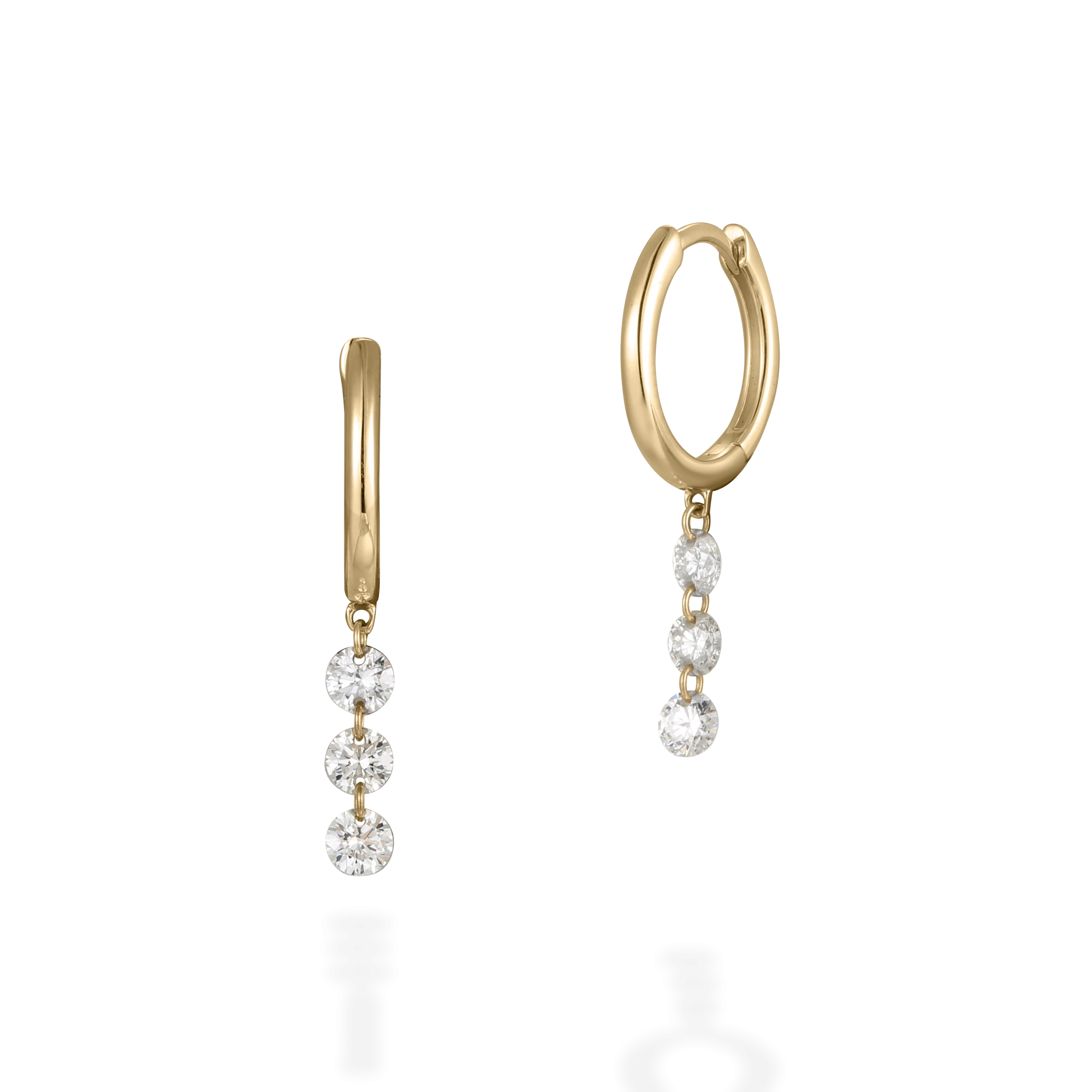Team vertical diamond hoop earrings 7mm